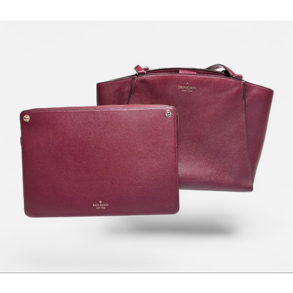 kate spade Handbags - Kate Spade Brim Pebbled Leather Laptop Tote with Detachable Sleeve in "Berry"